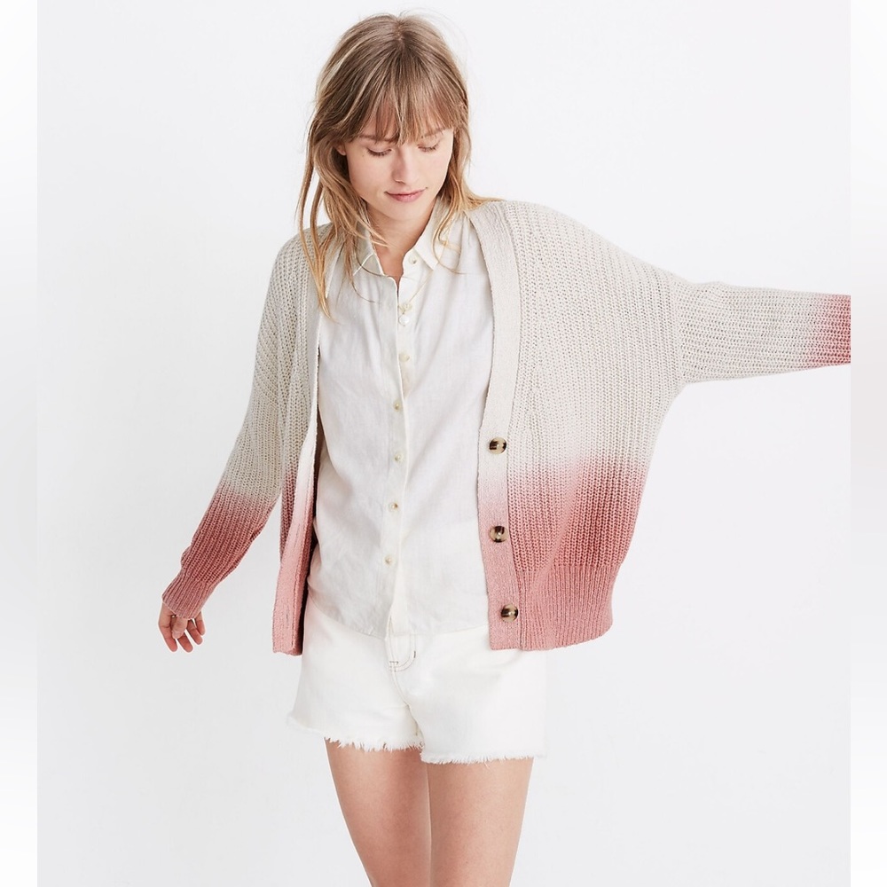 MADEWELL DIP DYE COURTLAND CARDIGAN SWEATER M